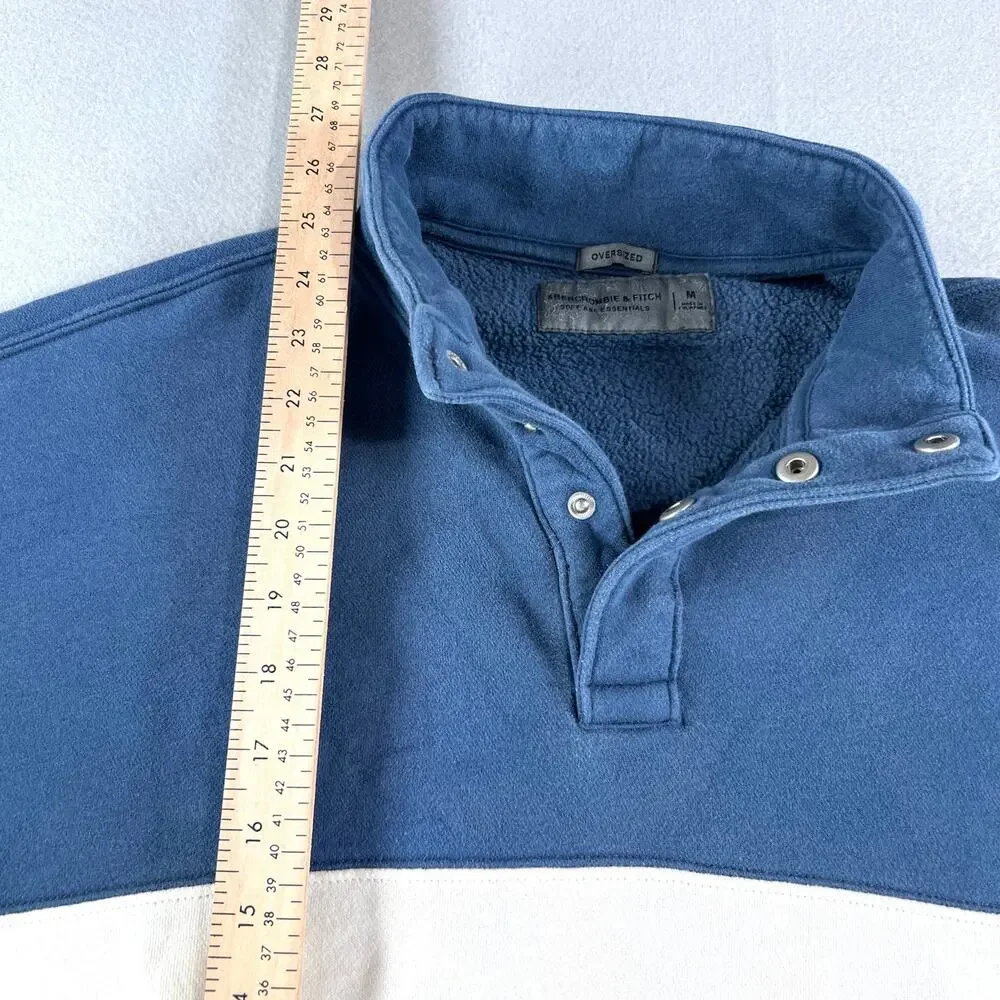 Vintage Abercrombie & Fitch Colorblock Snap Mockneck Sweatshirt Blue White L